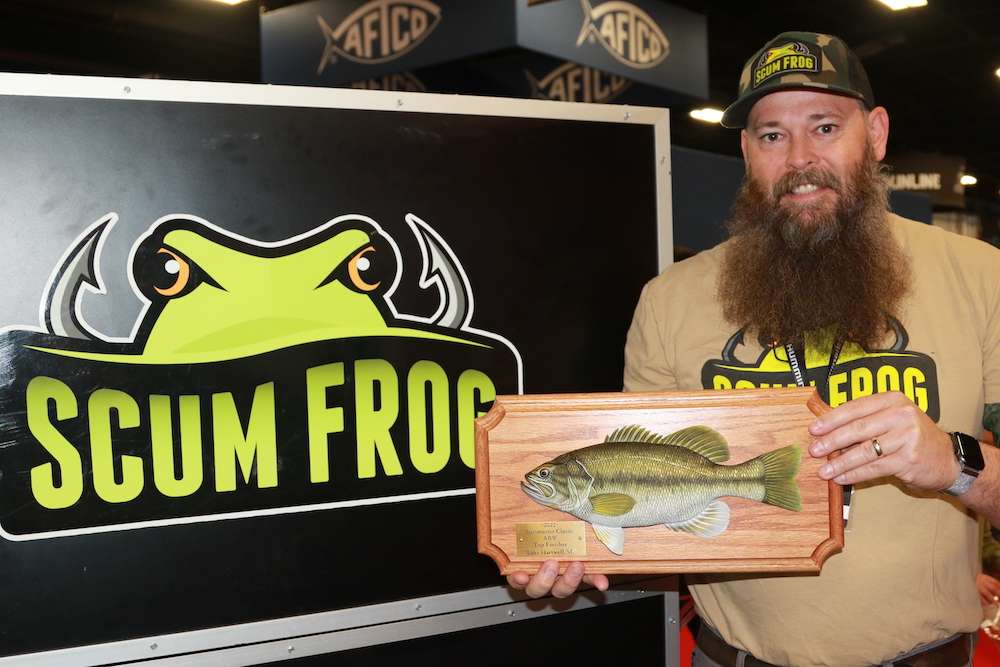 Scum Frog Product Designer hand carved a custom trophy for the top-finishing American Baitworks angler in the Classic.