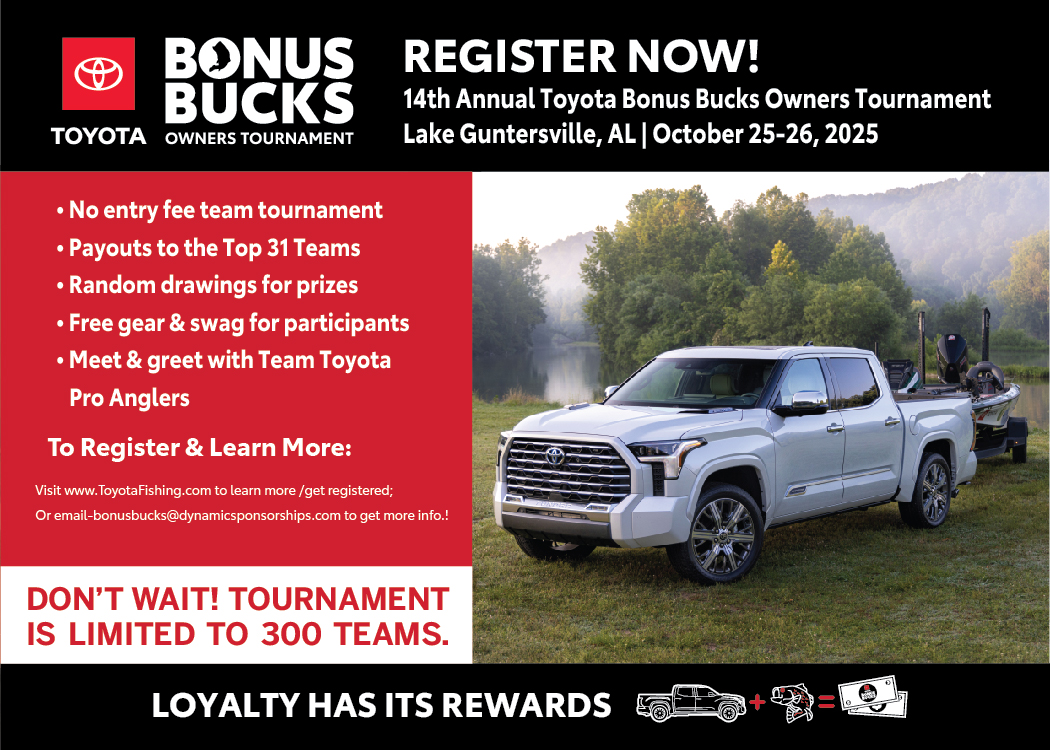 2025 Toyota Bonus Bucks Owners Tournament set for Lake Guntersville ...